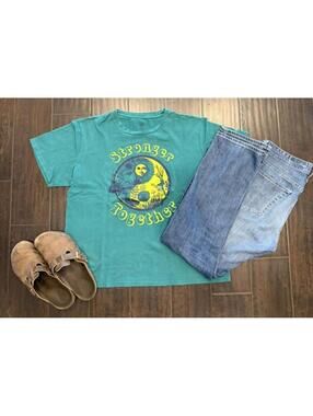 Stronger Together Graphic T-Shirt Size L Teal Short Sleeve BP